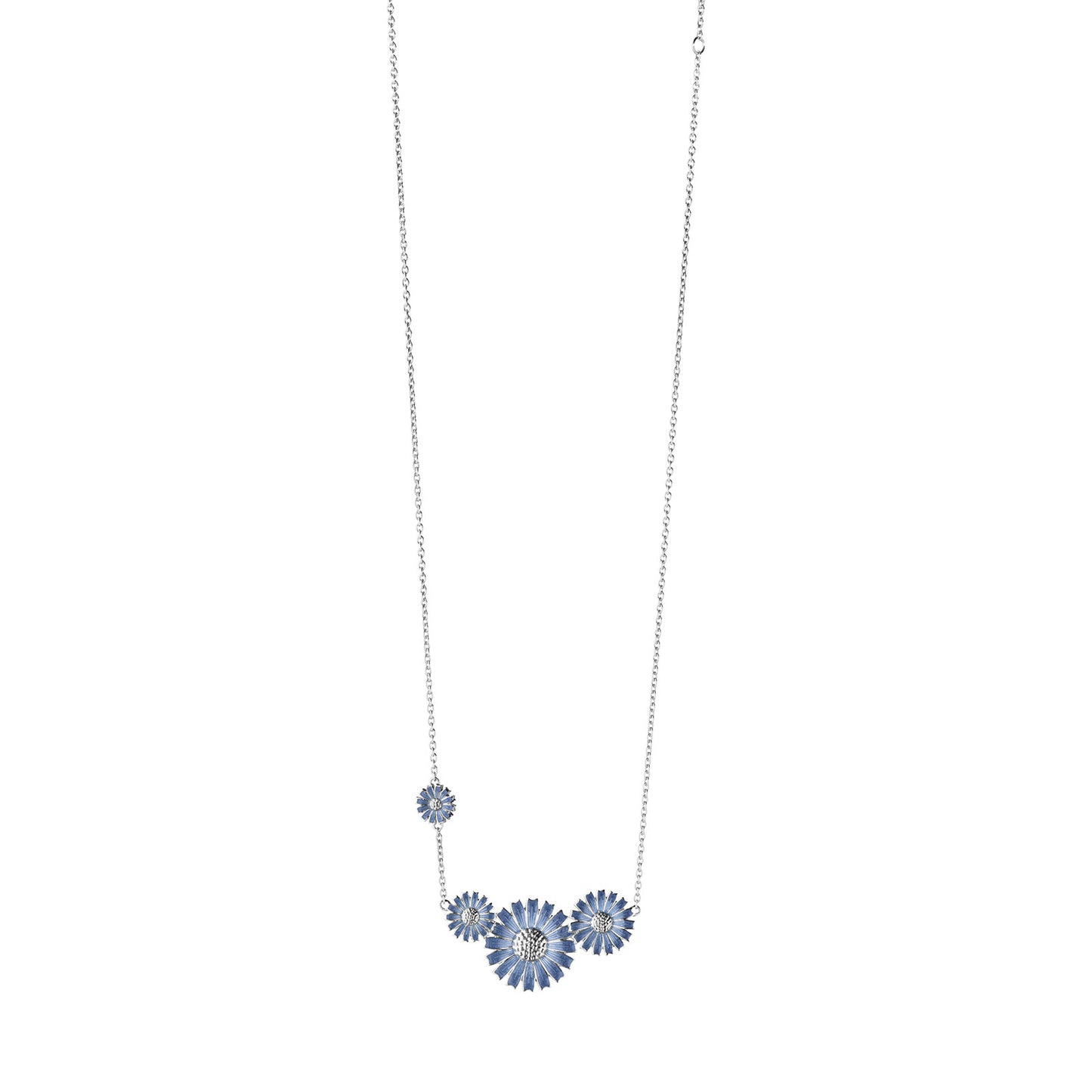 Daisy Silver & Blue Enamel Necklace simple Pursuit