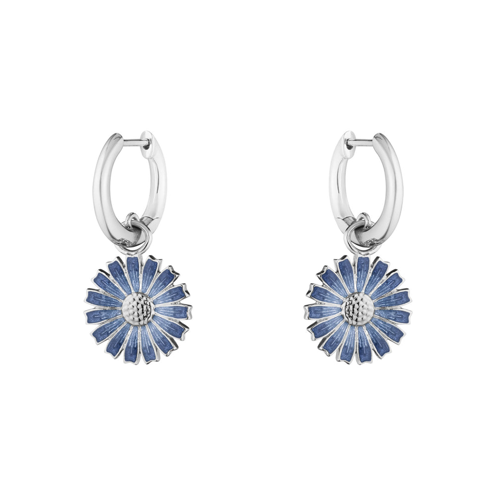 Daisy Silver & Blue Enamel Drop Earrings simple Pursuit