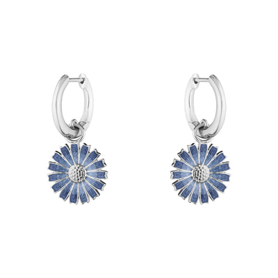 Daisy Silver & Blue Enamel Drop Earrings simple Pursuit