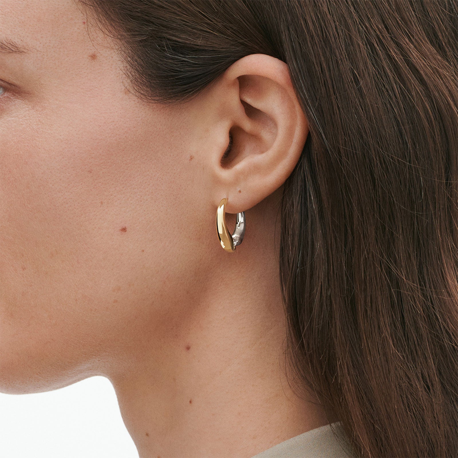Reflect Silver & 18ct Yellow Gold Large Earhoops simple Pursuit