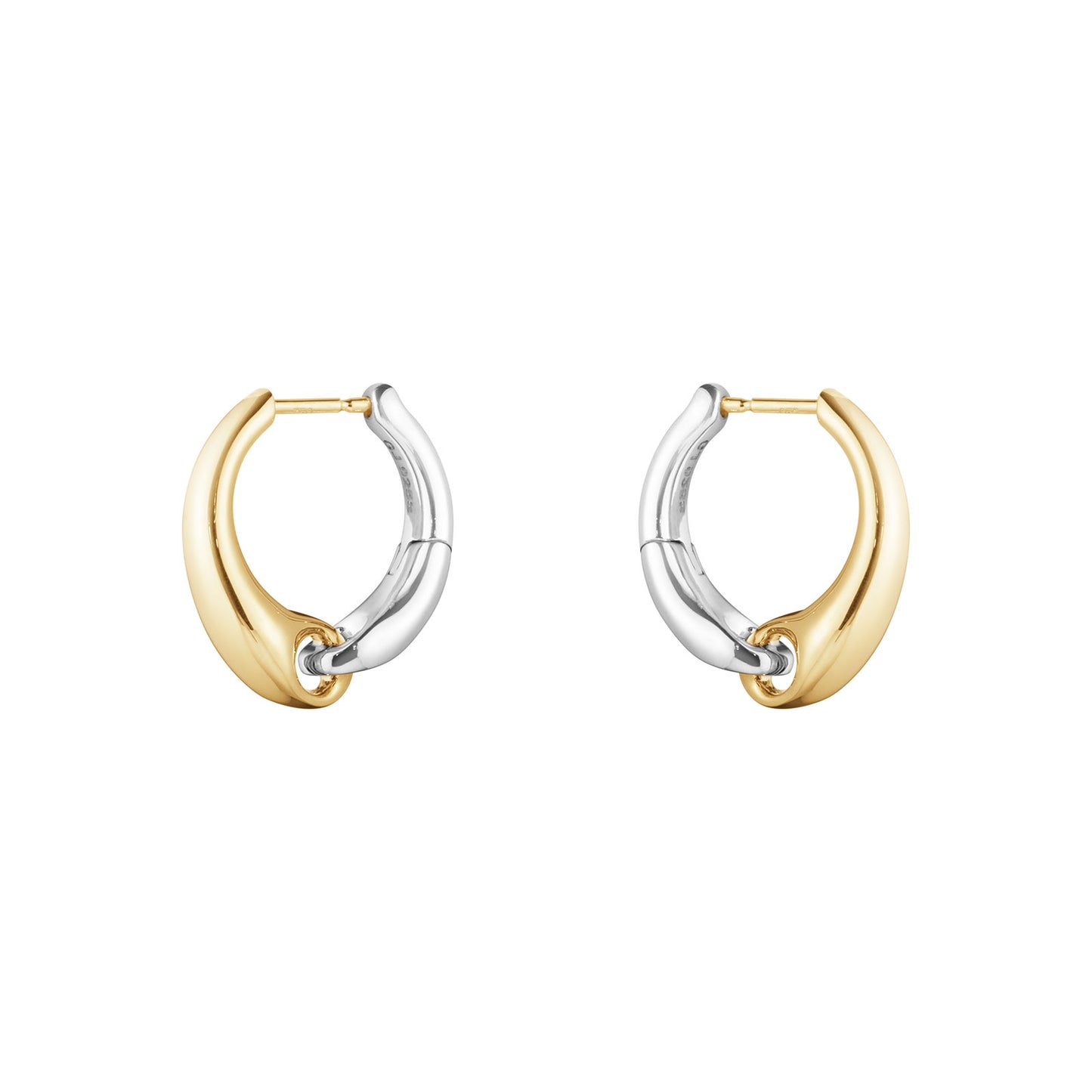 Reflect Silver & 18ct Yellow Gold Large Earhoops simple Pursuit