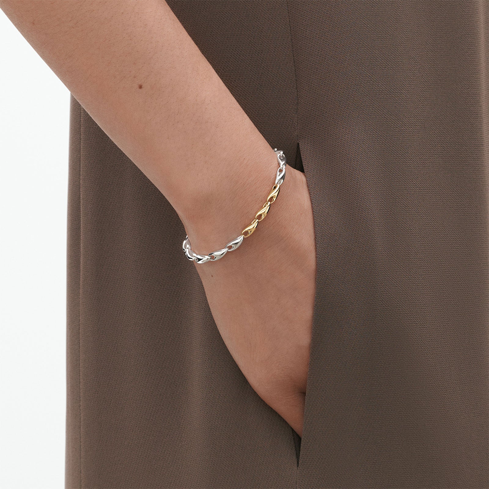 Reflect Silver & 18ct Yellow Gold Slim Bracelet variant Pursuit