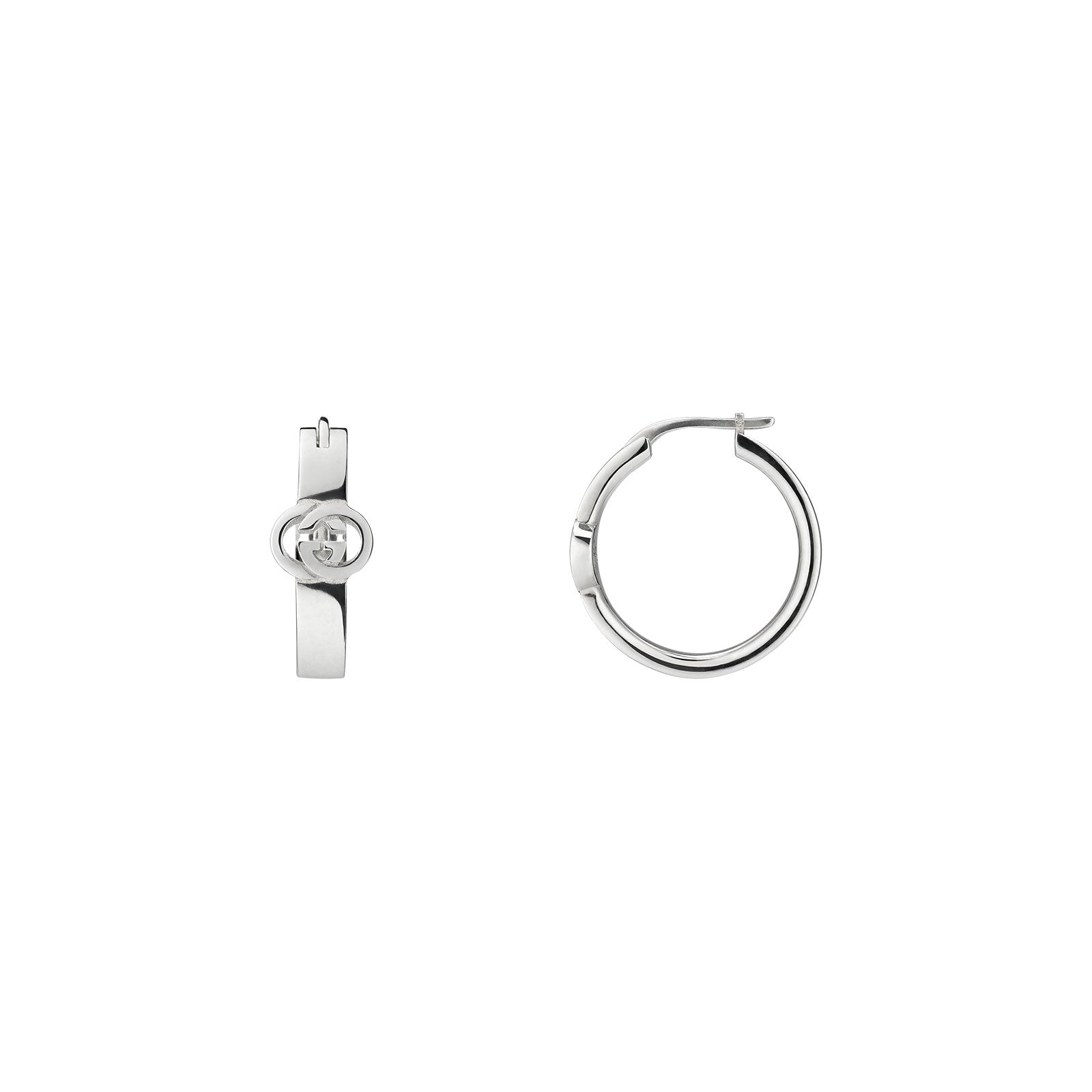 Gucci Interlocking Silver Hoop Earrings simple Pursuit