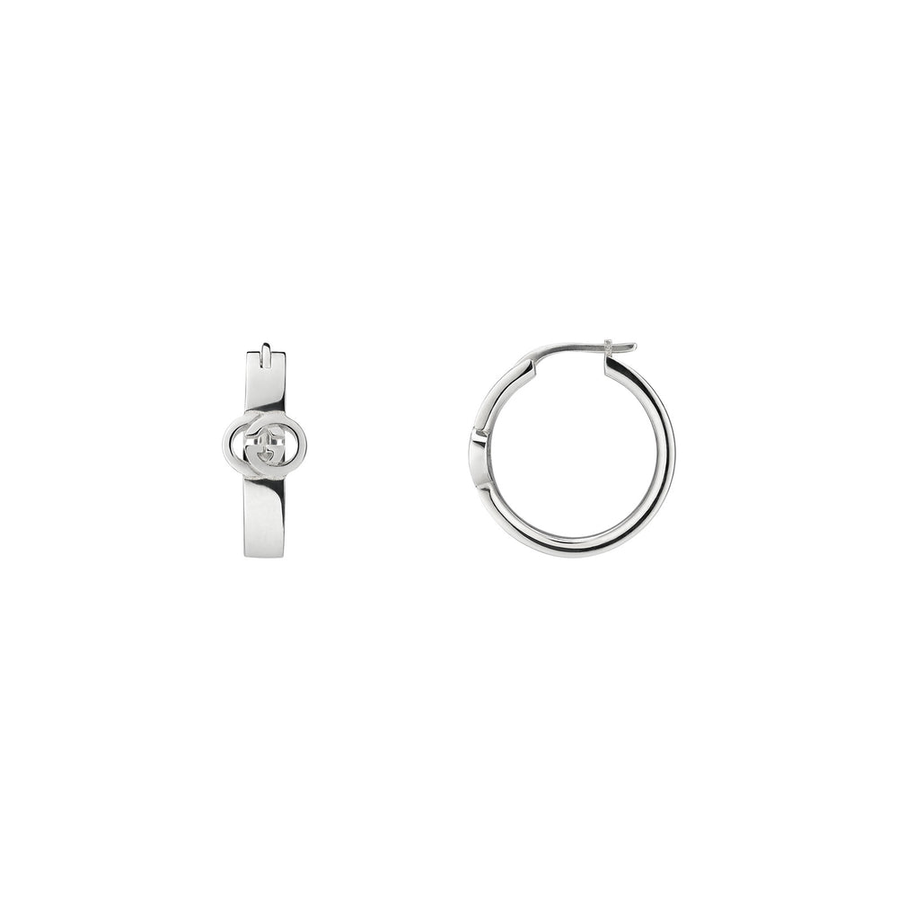Gucci Interlocking Silver Hoop Earrings simple Pursuit