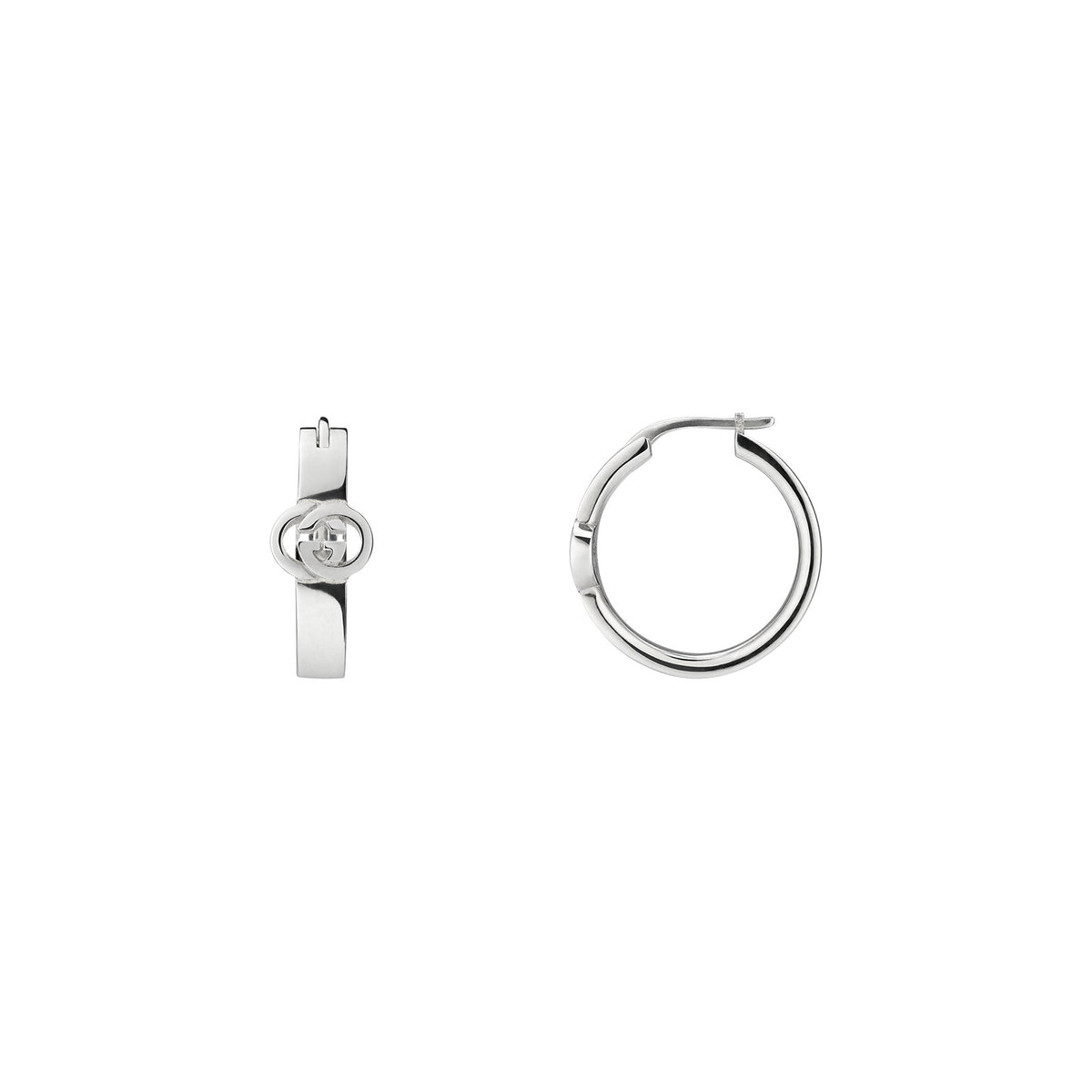 Gucci Interlocking Silver Hoop Earrings simple Pursuit