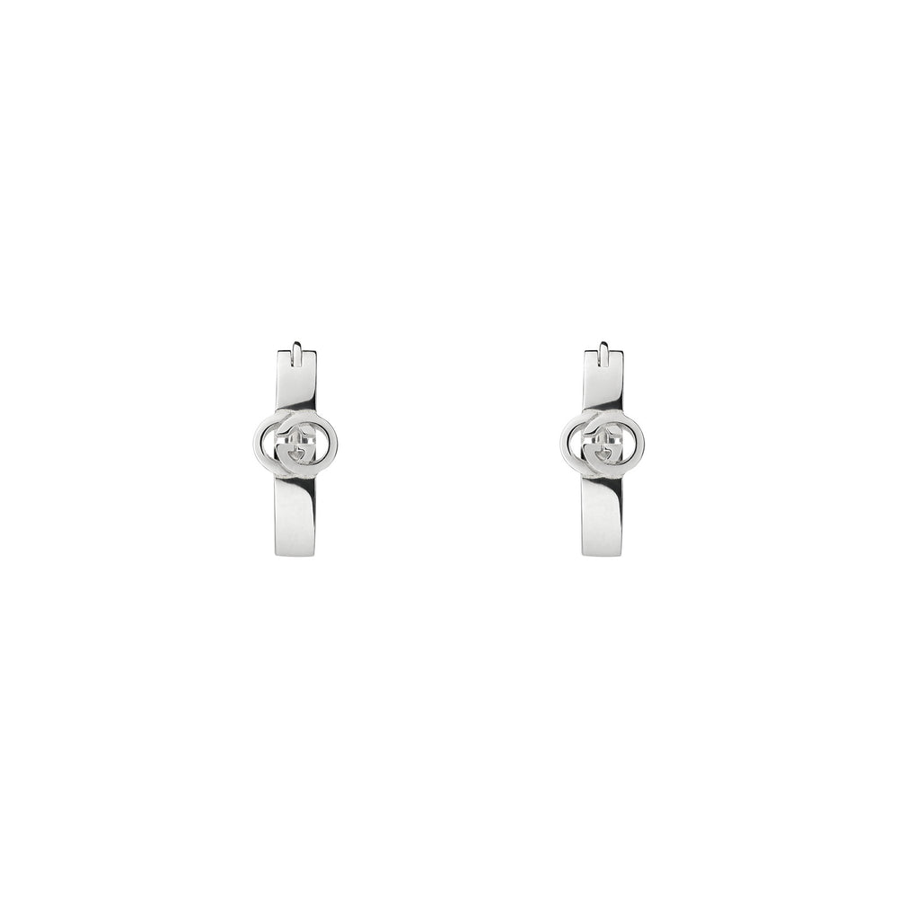 Gucci Interlocking Silver Hoop Earrings simple Pursuit