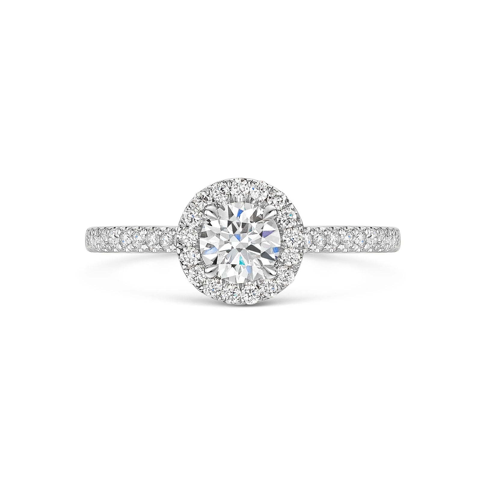 Platinum Diamond Halo Ring with Diamond Shoulders 0.50ct variant Pursuit