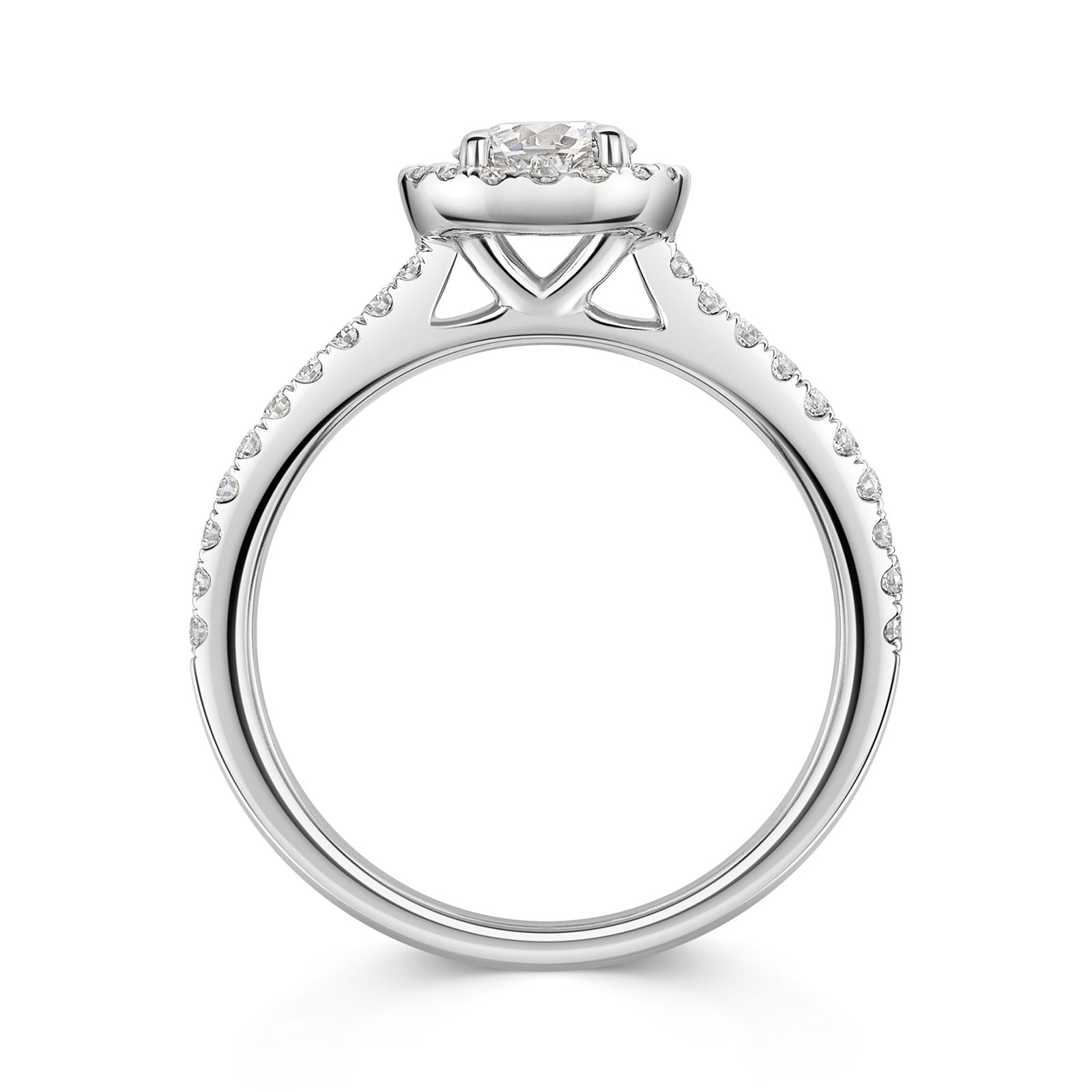 Platinum Diamond Halo Ring with Diamond Shoulders 0.50ct variant Pursuit