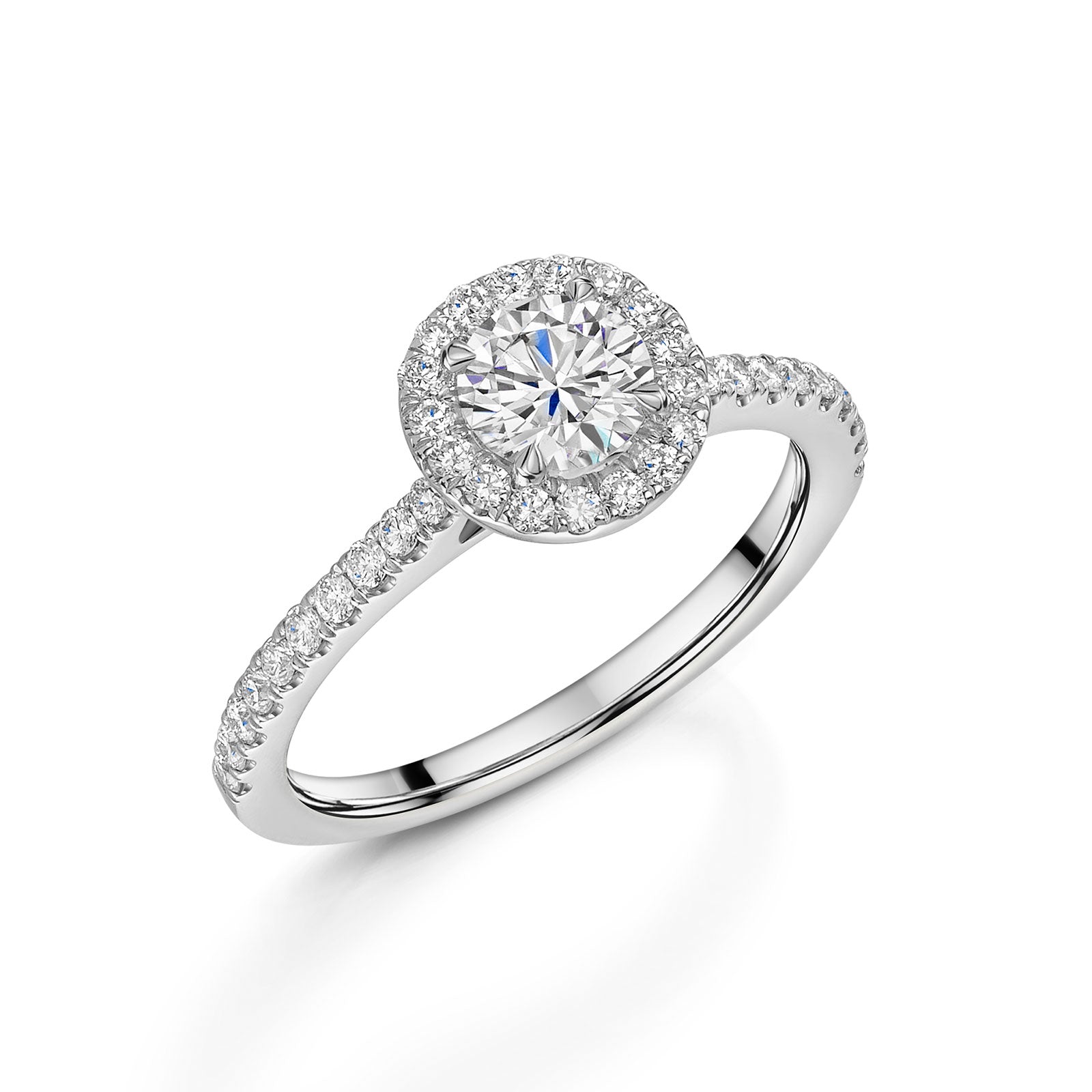 Platinum Diamond Halo Ring with Diamond Shoulders 0.50ct variant Pursuit