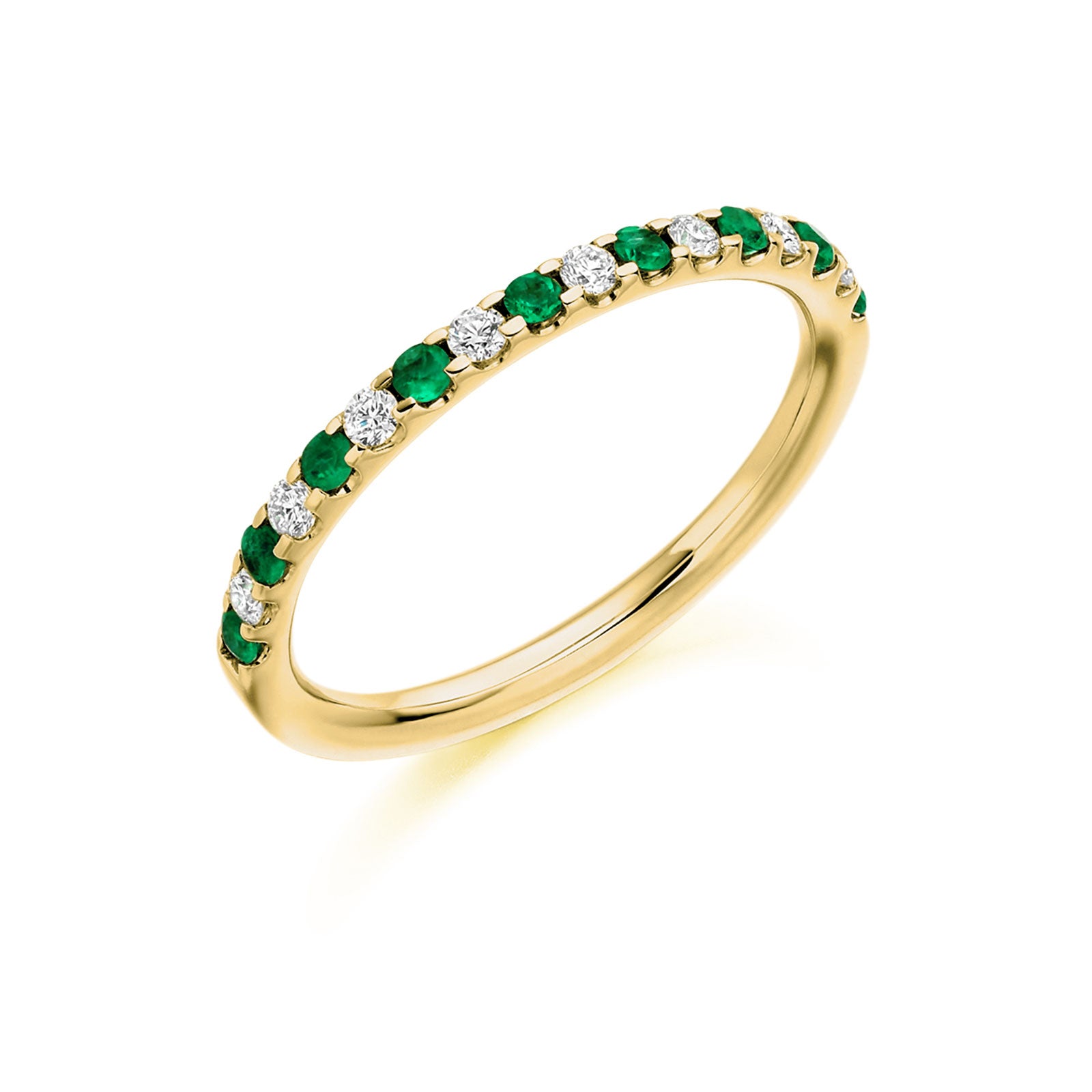 18ct Yellow Gold Emerald & Diamond Half Eternity Ring 0.35ct variant Pursuit