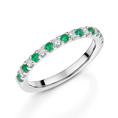 Platinum Emerald & Diamond Half Eternity Ring 0.35ct variant Pursuit