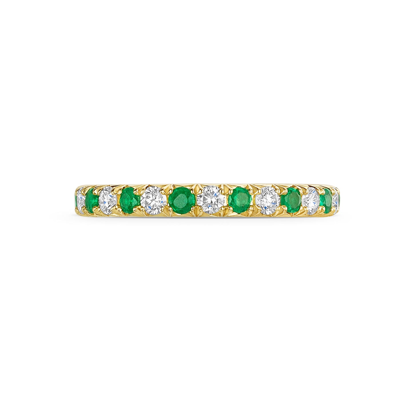 18ct Yellow Gold Emerald & Diamond Half Eternity Ring 0.60ct variant Pursuit