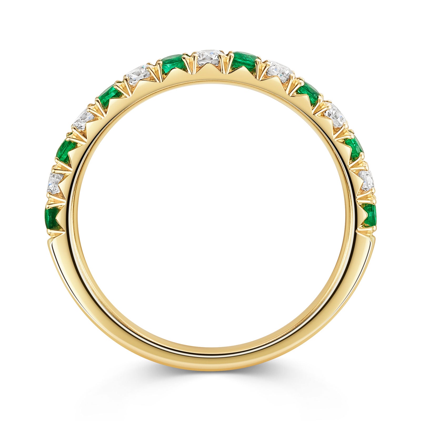 18ct Yellow Gold Emerald & Diamond Half Eternity Ring 0.60ct variant Pursuit
