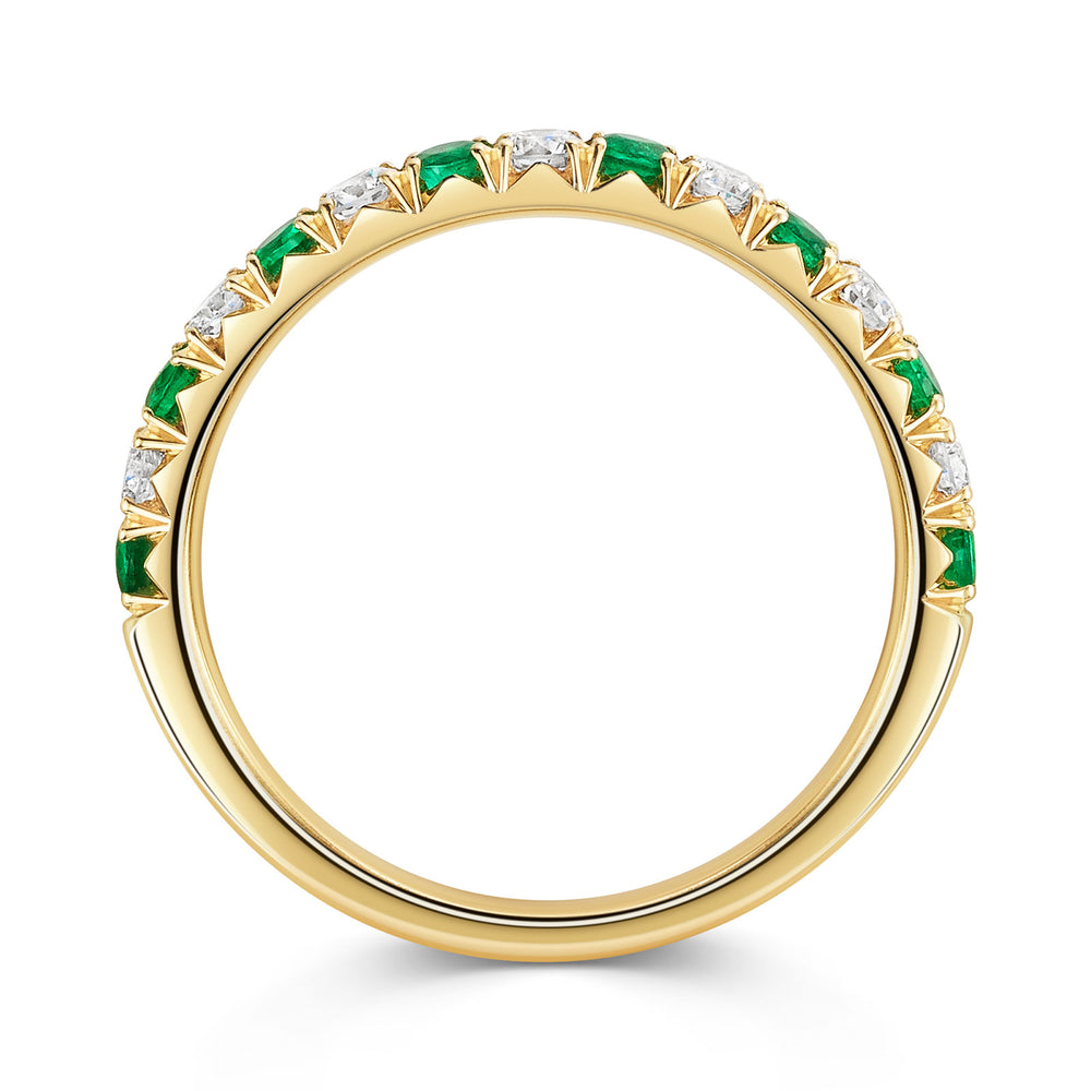 18ct Yellow Gold Emerald & Diamond Half Eternity Ring 0.60ct variant Pursuit