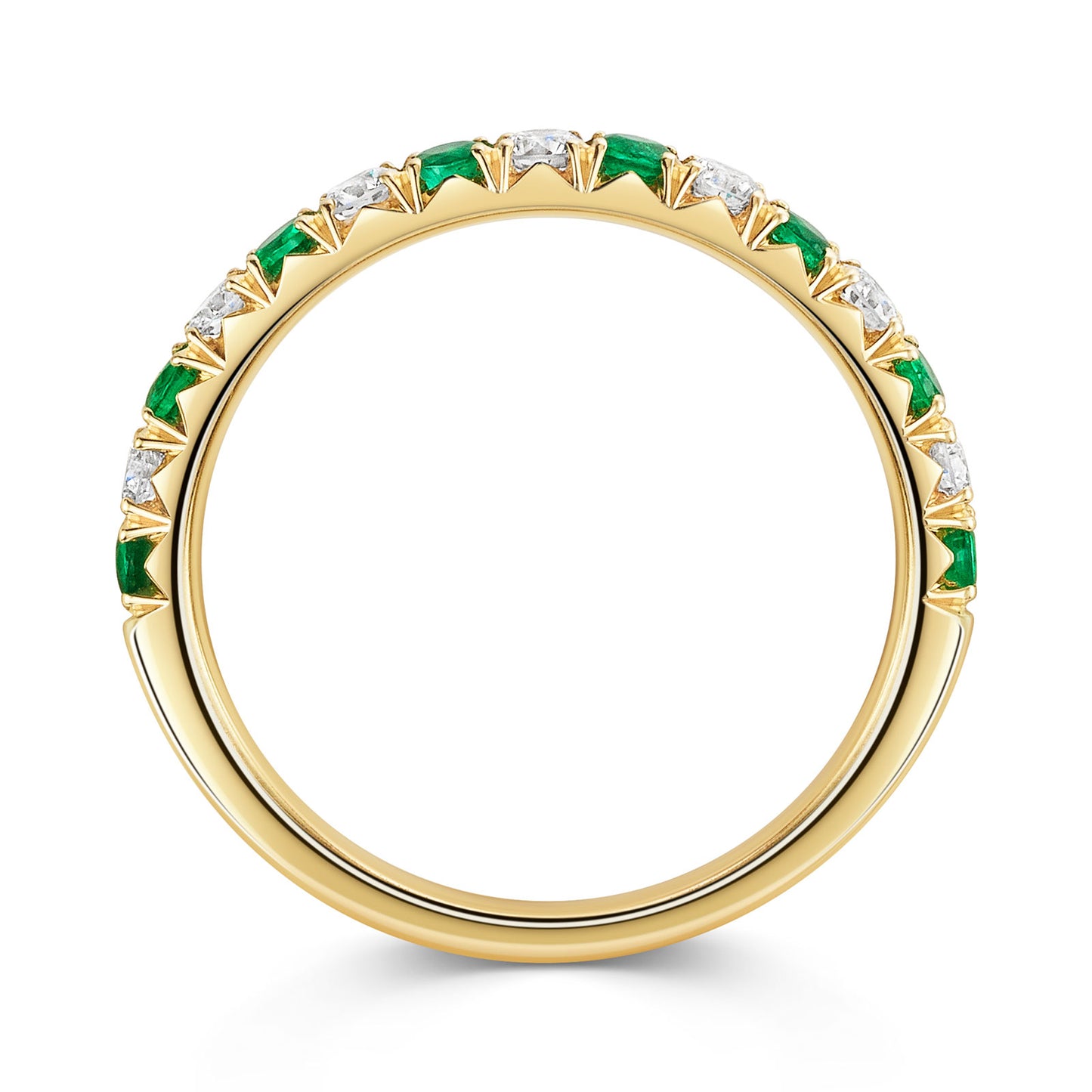 18ct Yellow Gold Emerald & Diamond Half Eternity Ring 0.60ct variant Pursuit