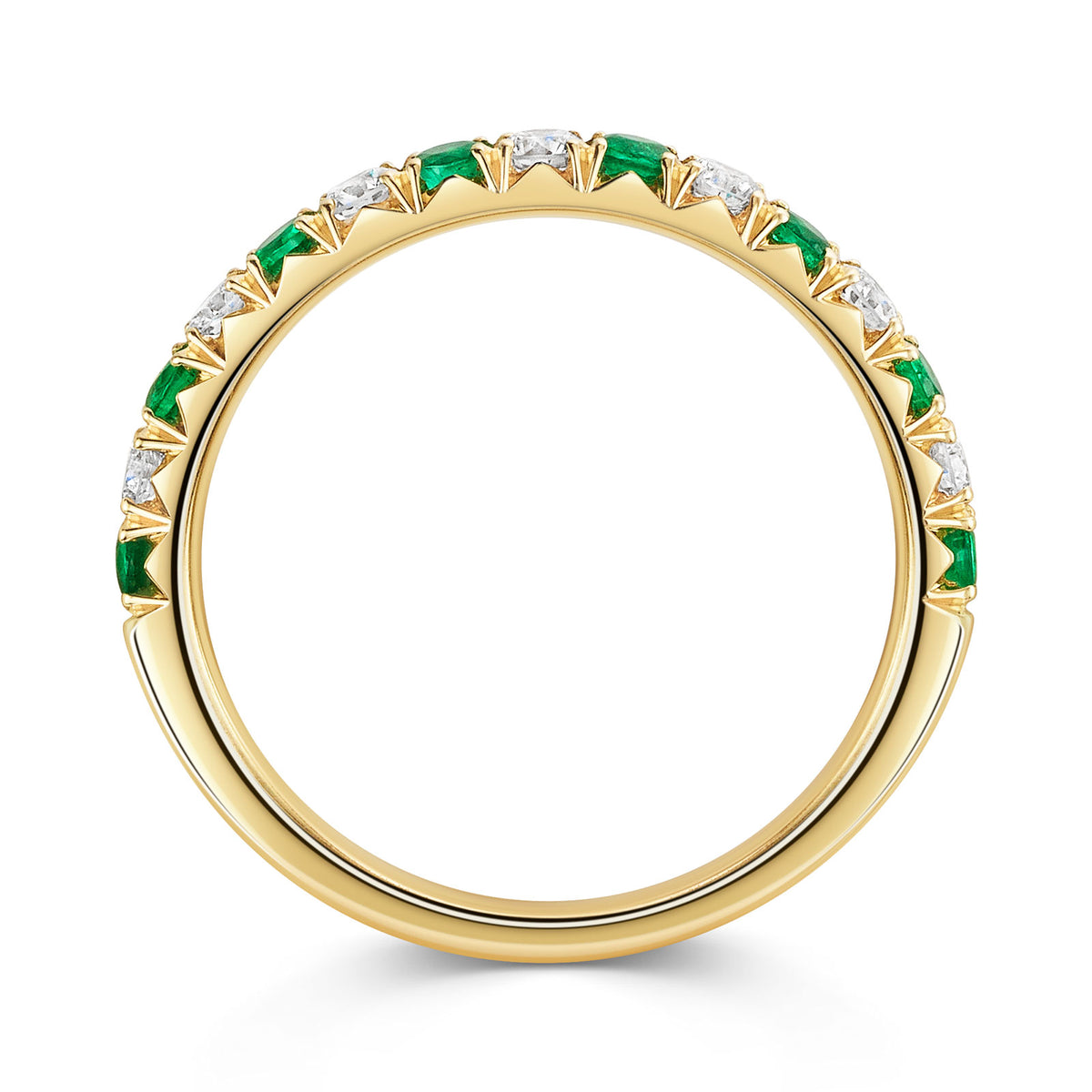 18ct Yellow Gold Emerald & Diamond Half Eternity Ring 0.60ct variant Pursuit