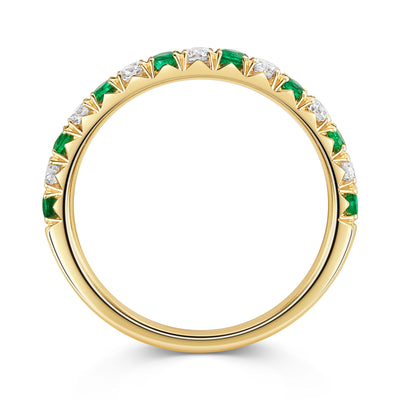 18ct Yellow Gold Emerald & Diamond Half Eternity Ring 0.60ct variant Pursuit