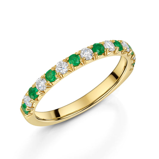 18ct Yellow Gold Emerald & Diamond Half Eternity Ring 0.60ct variant Pursuit