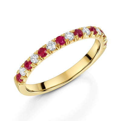 18ct Yellow Gold Ruby & Diamond Half Eternity Ring 0.60ct variant Pursuit