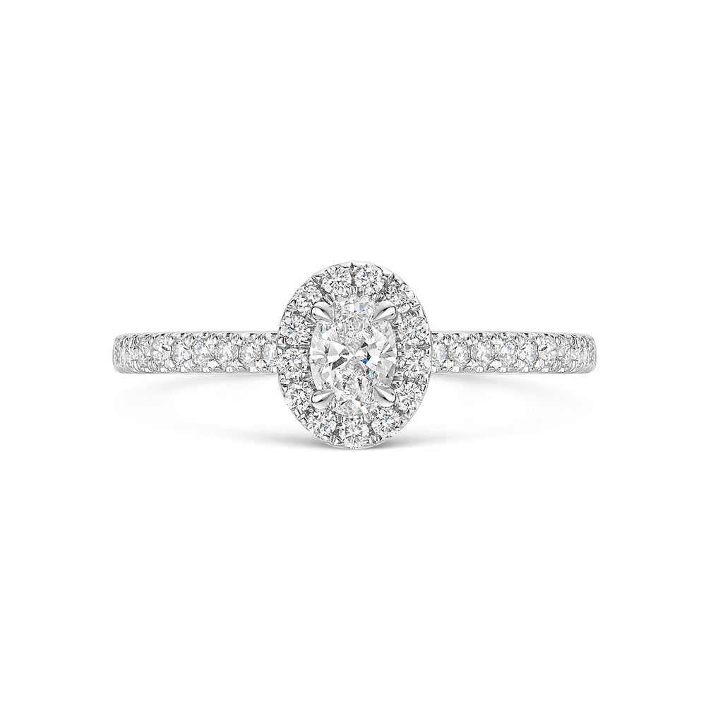 Platinum Diamond Halo Ring with Diamond Shoulders 0.30ct variant Pursuit