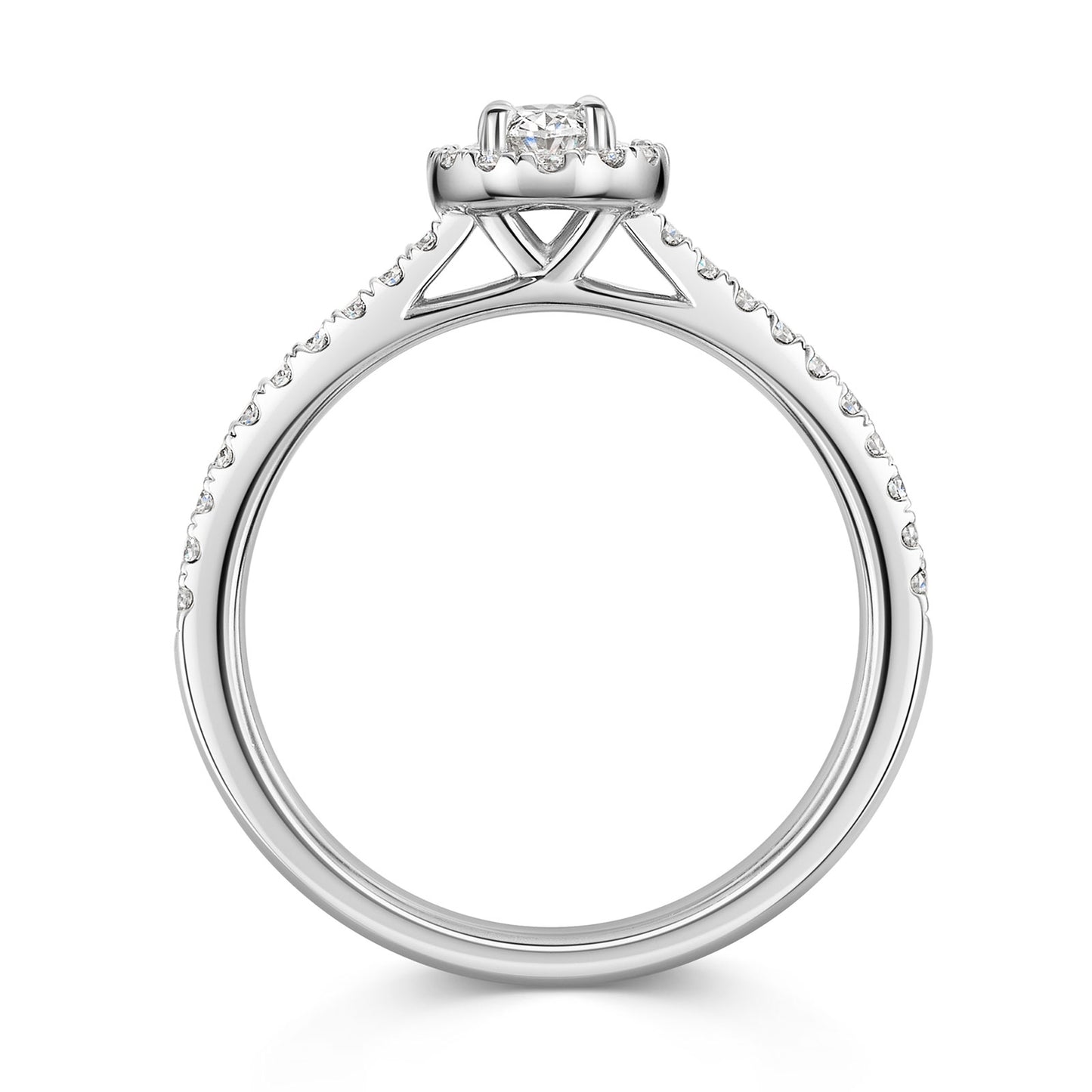 Platinum Diamond Halo Ring with Diamond Shoulders 0.30ct variant Pursuit