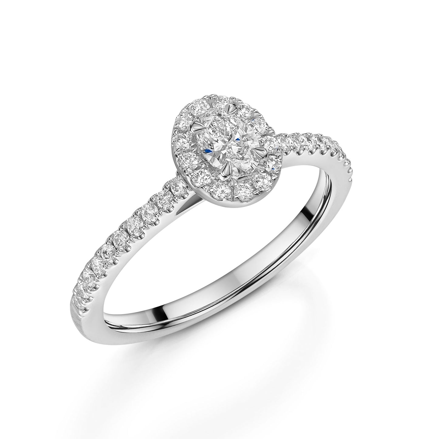 Platinum Diamond Halo Ring with Diamond Shoulders 0.30ct variant Pursuit
