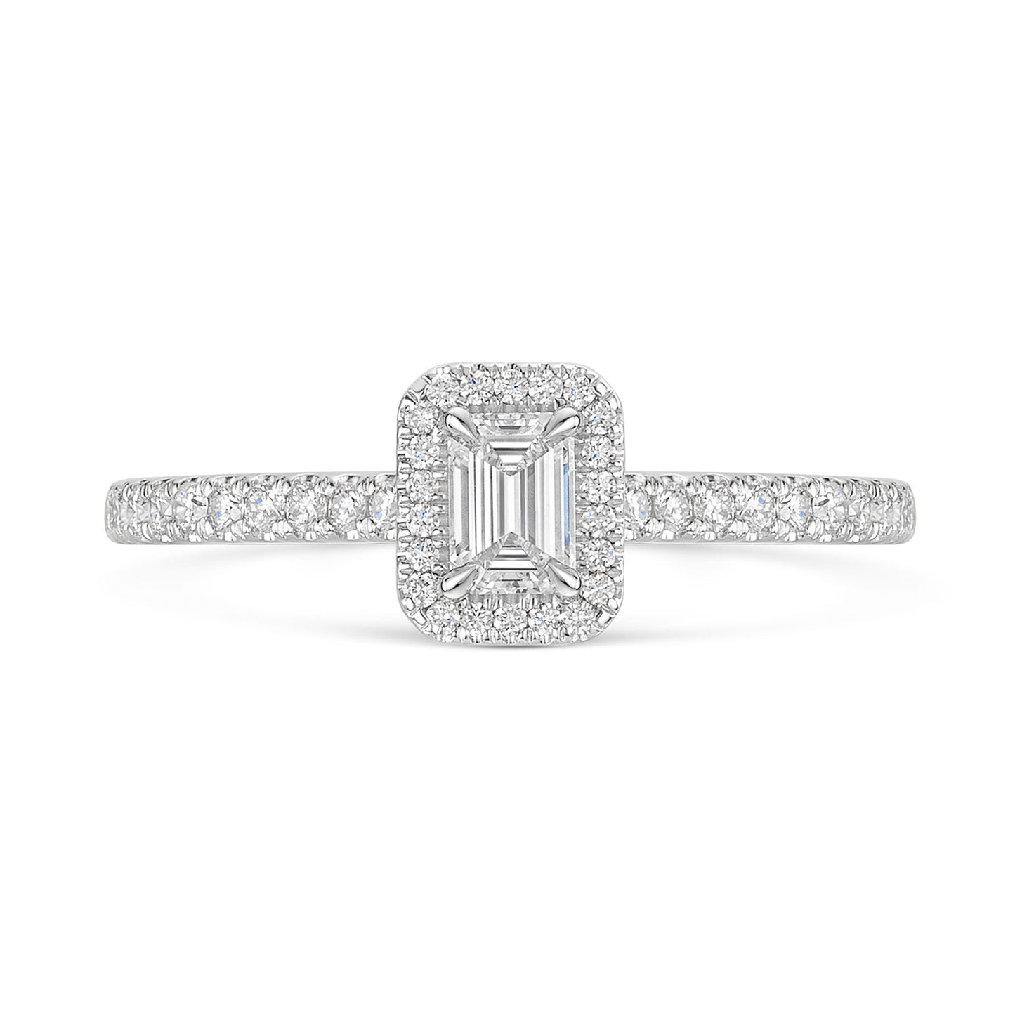 Platinum Diamond Halo Ring with Diamond Shoulders 0.30ct variant Pursuit