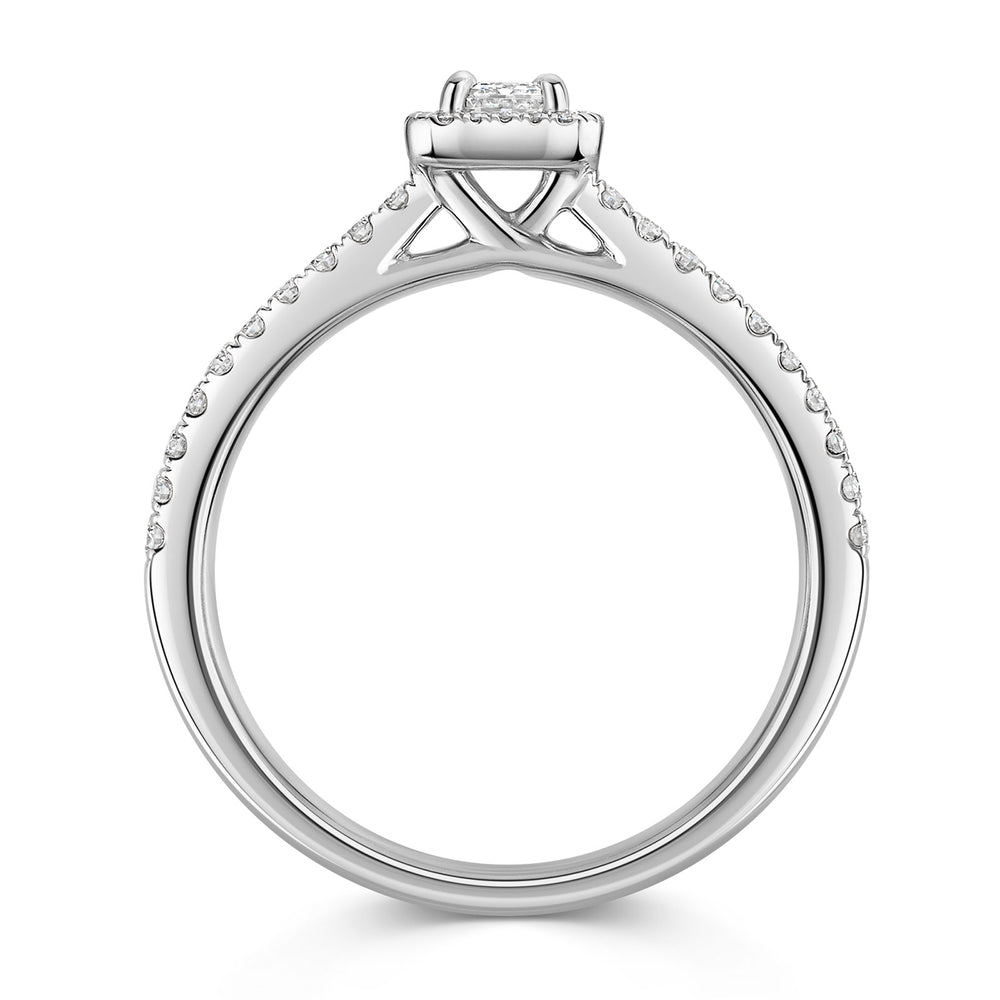 Platinum Diamond Halo Ring with Diamond Shoulders 0.30ct variant Pursuit