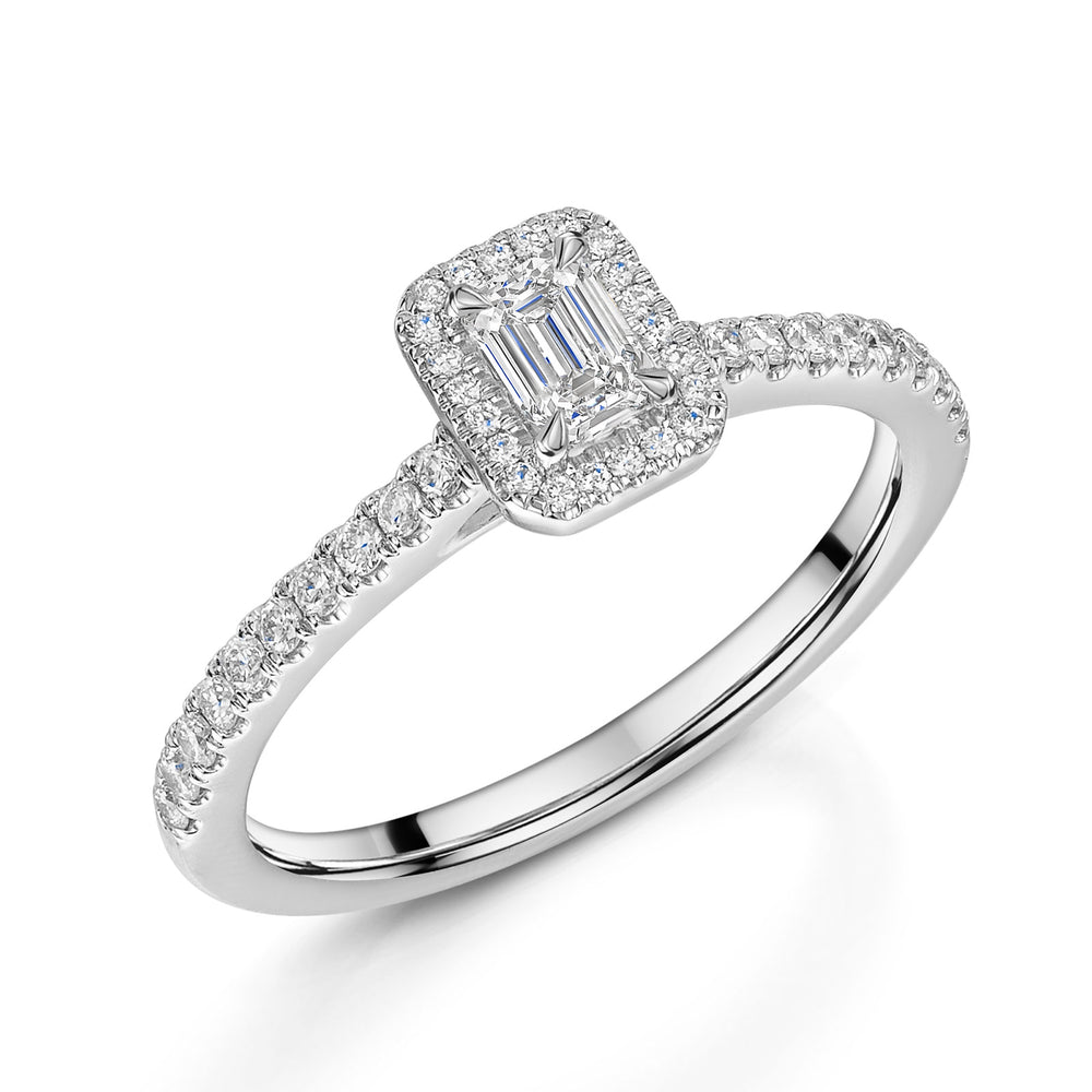 Platinum Diamond Halo Ring with Diamond Shoulders 0.30ct variant Pursuit