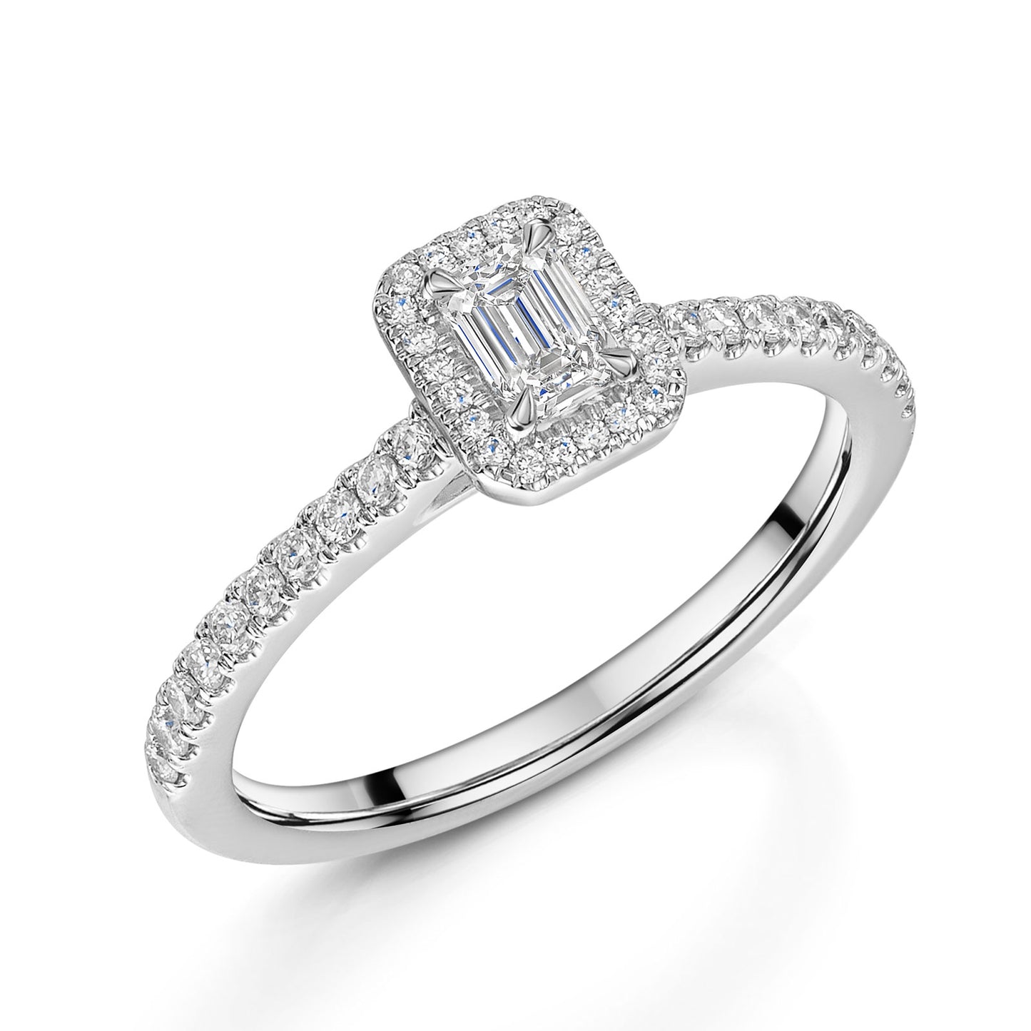 Platinum Diamond Halo Ring with Diamond Shoulders 0.30ct variant Pursuit