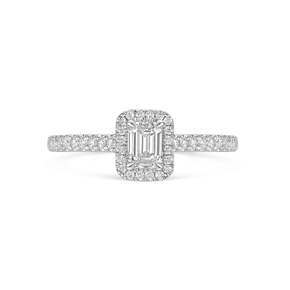 Platinum Diamond Halo Ring with Diamond Shoulders 0.50ct variant Pursuit
