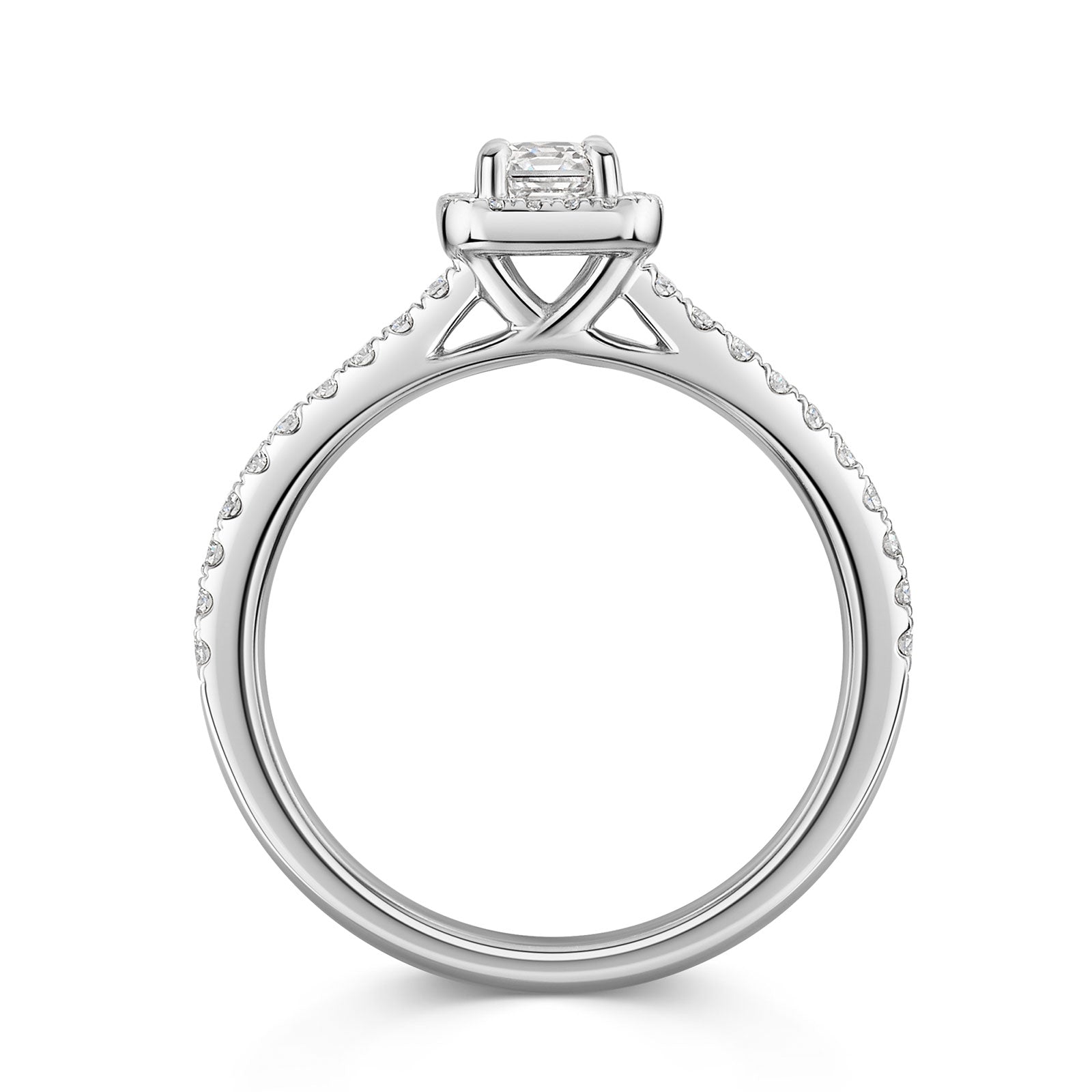 Platinum Diamond Halo Ring with Diamond Shoulders 0.50ct variant Pursuit