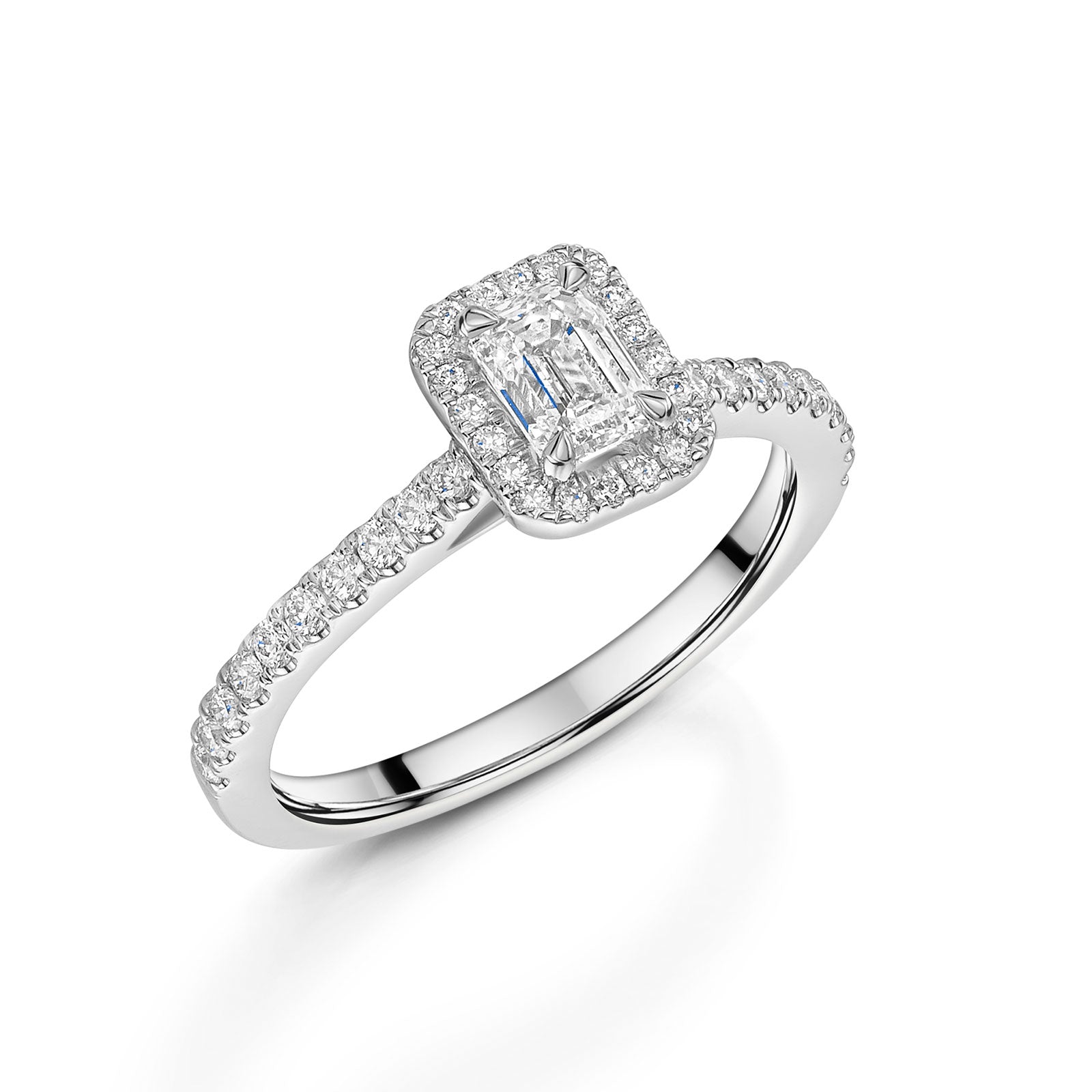 Platinum Diamond Halo Ring with Diamond Shoulders 0.50ct variant Pursuit