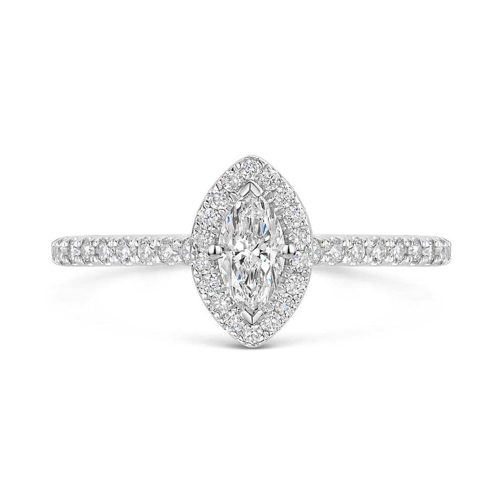 Platinum Diamond Halo Ring with Diamond Shoulders 0.30ct variant Pursuit