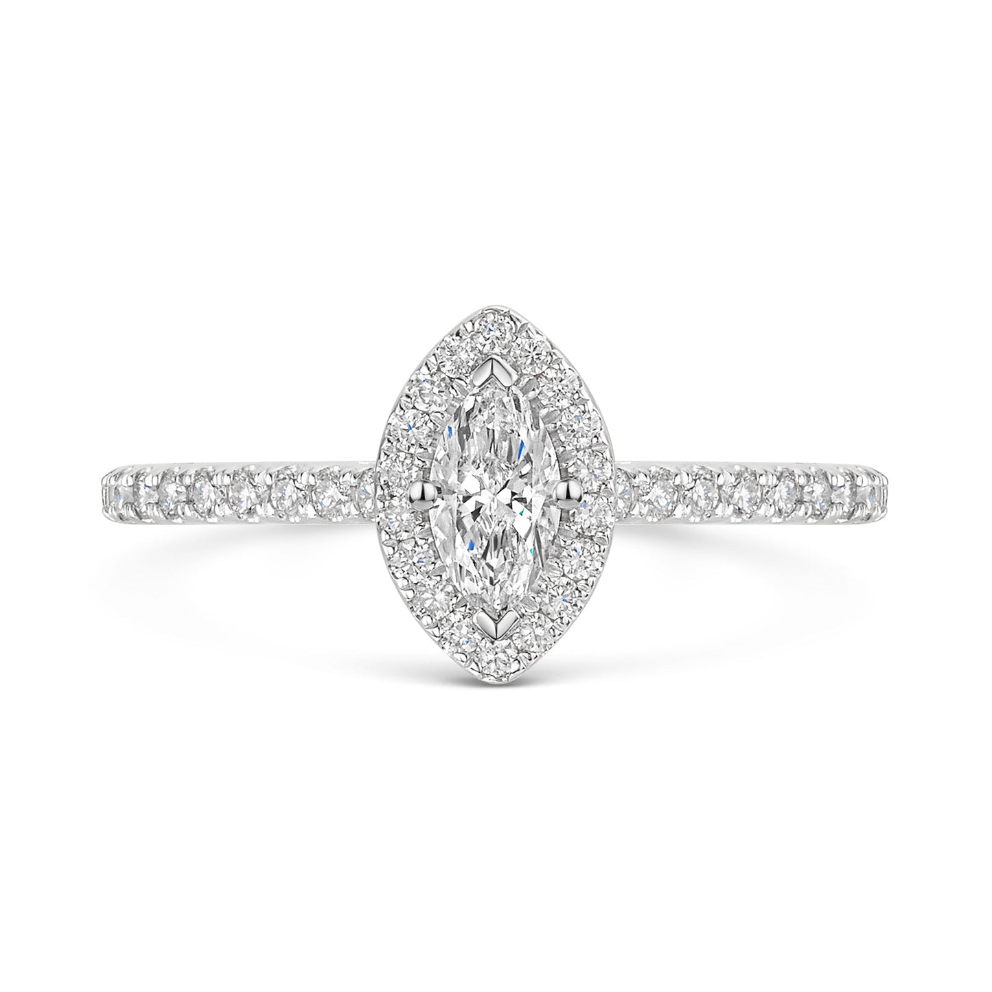 Platinum Diamond Halo Ring with Diamond Shoulders 0.30ct variant Pursuit