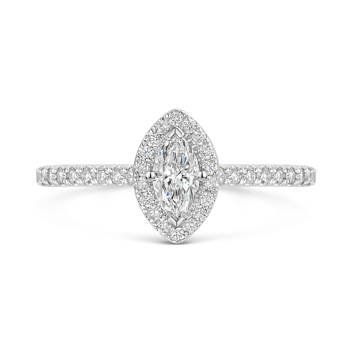 Platinum Diamond Halo Ring with Diamond Shoulders 0.30ct variant Pursuit