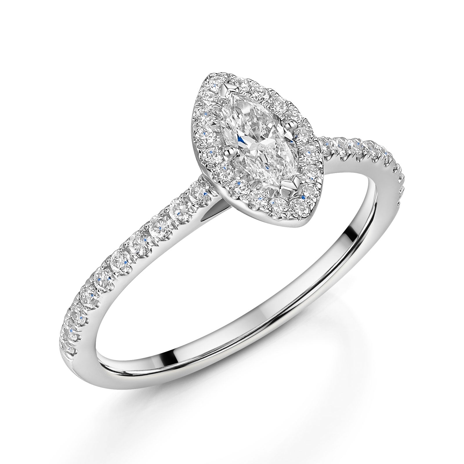 Platinum Diamond Halo Ring with Diamond Shoulders 0.30ct variant Pursuit
