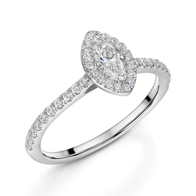 Platinum Diamond Halo Ring with Diamond Shoulders 0.30ct variant Pursuit