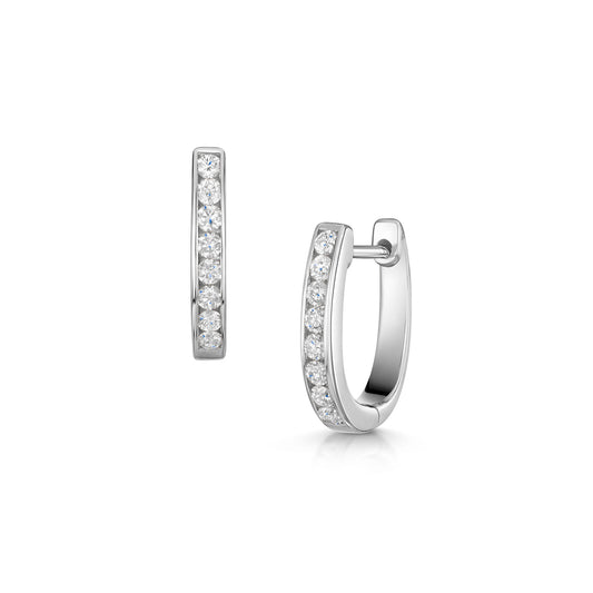 18ct White Gold Diamond Hoop Earrings 0.33ct simple Pursuit