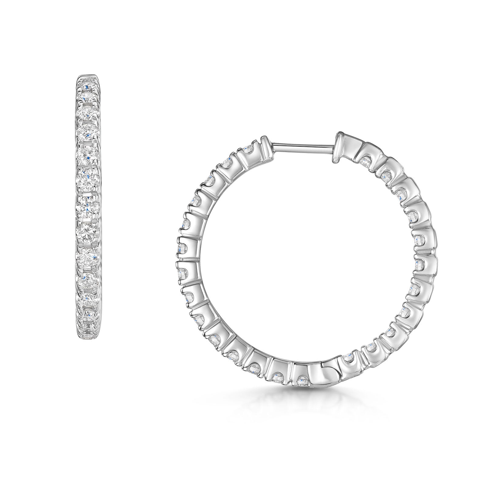 18ct White Gold Diamond Hoop Earrings 1.00ct simple Pursuit