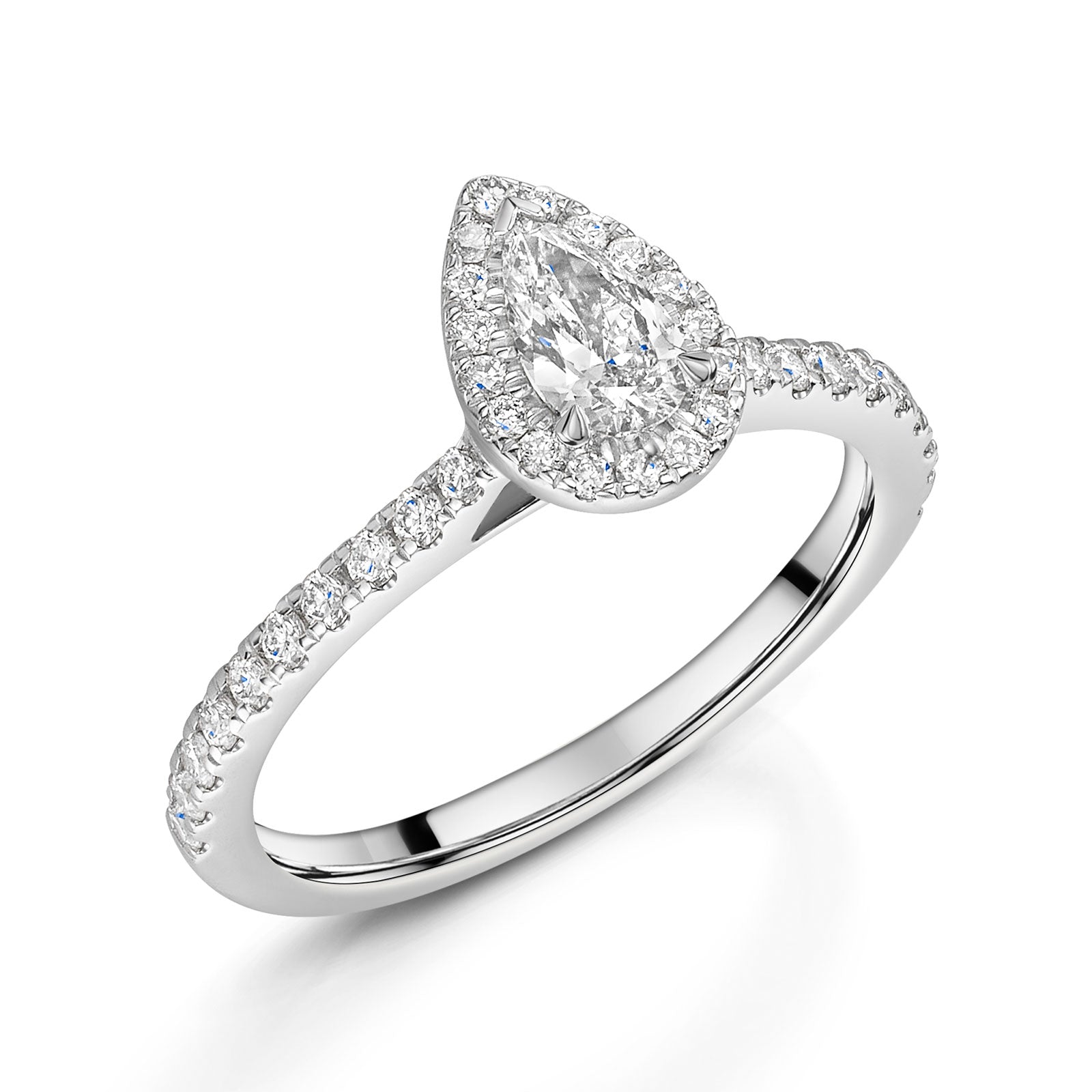 Platinum Diamond Halo Ring with Diamond Shoulders 0.30ct variant Pursuit