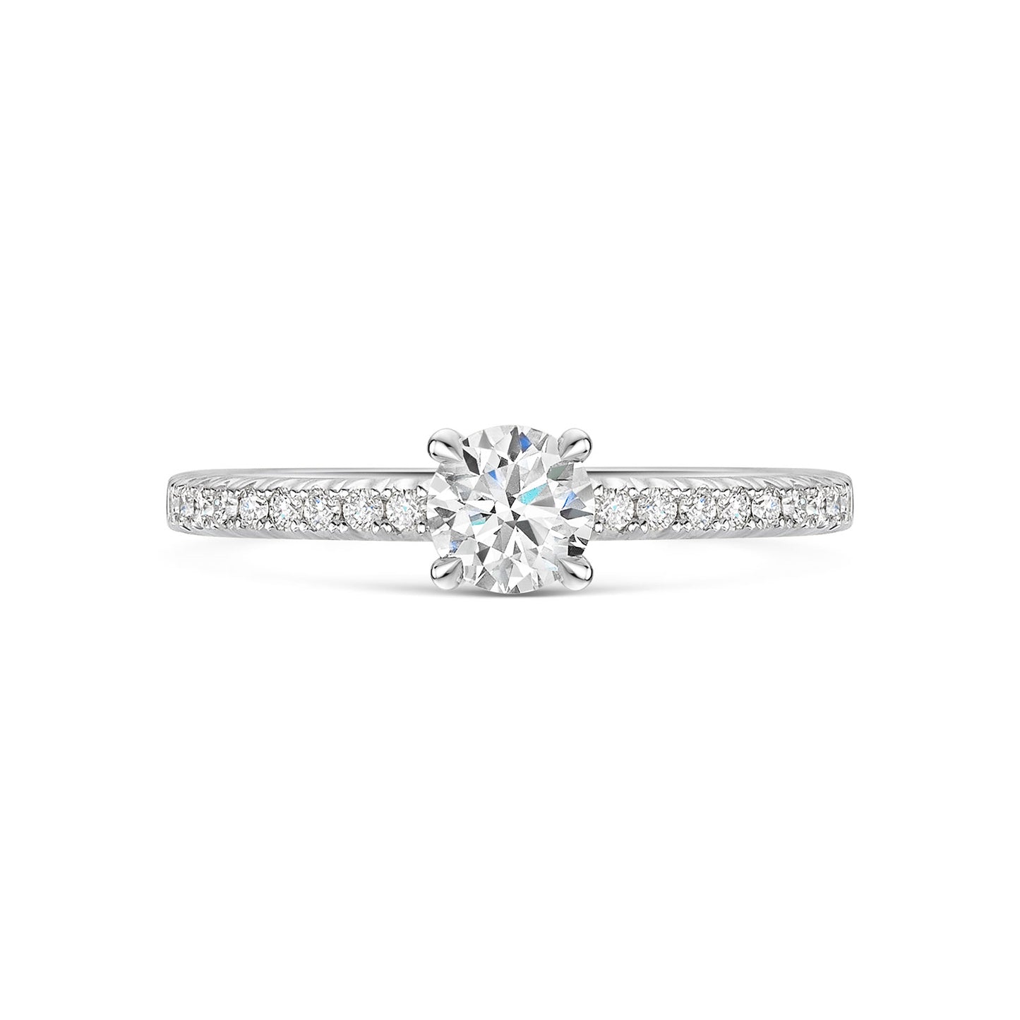 Platinum Diamond Solitaire Ring with Diamond Shoulders & Setting 0.50ct variant Pursuit