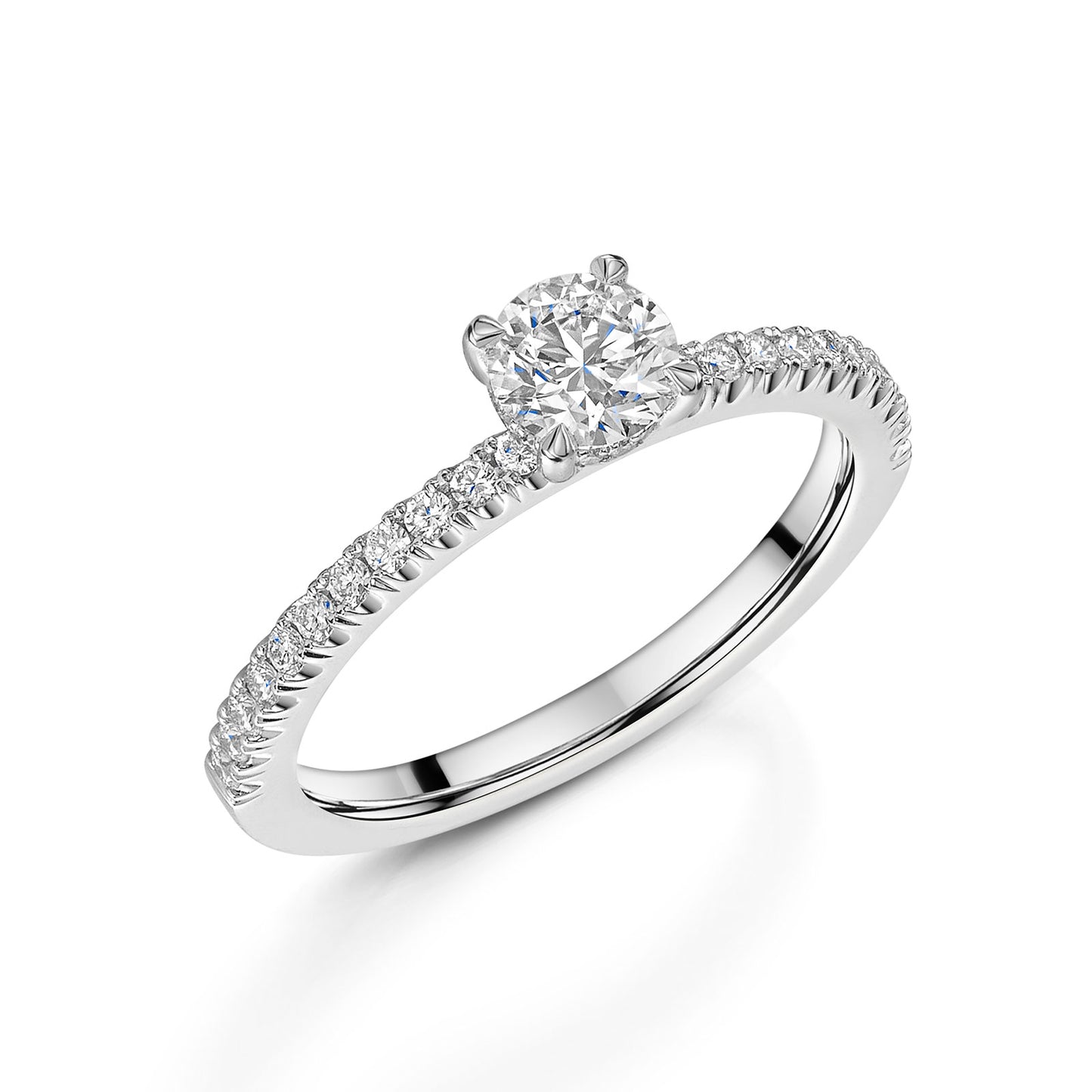 Platinum Diamond Solitaire Ring with Diamond Shoulders & Setting 0.50ct variant Pursuit