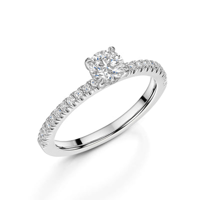 Platinum Diamond Solitaire Ring with Diamond Shoulders & Setting 0.50ct variant Pursuit