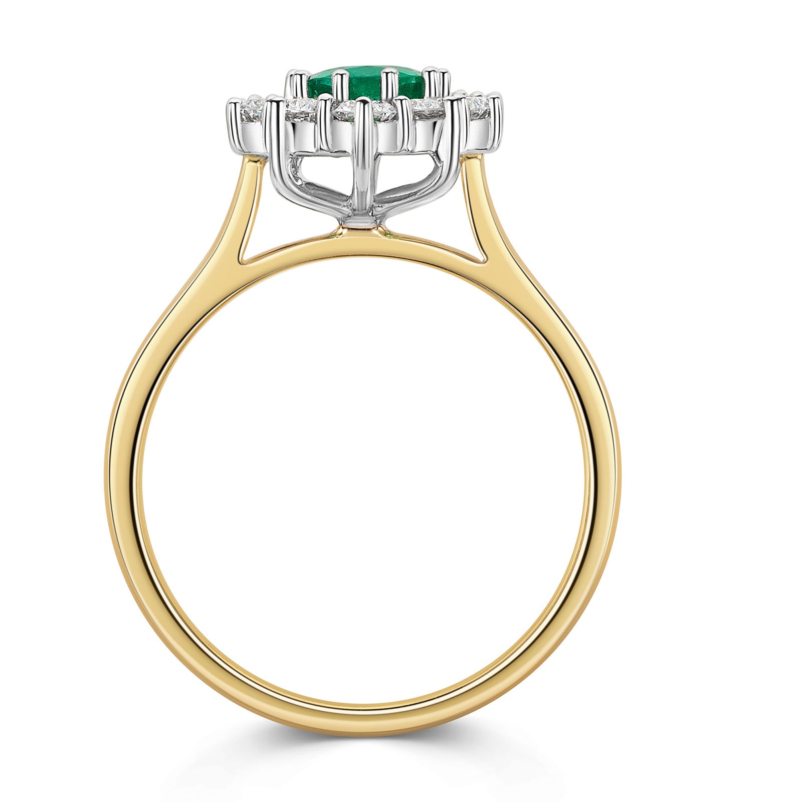 18ct Yellow & White Gold Emerald & Diamond Cluster Ring 1.40ct variant Pursuit