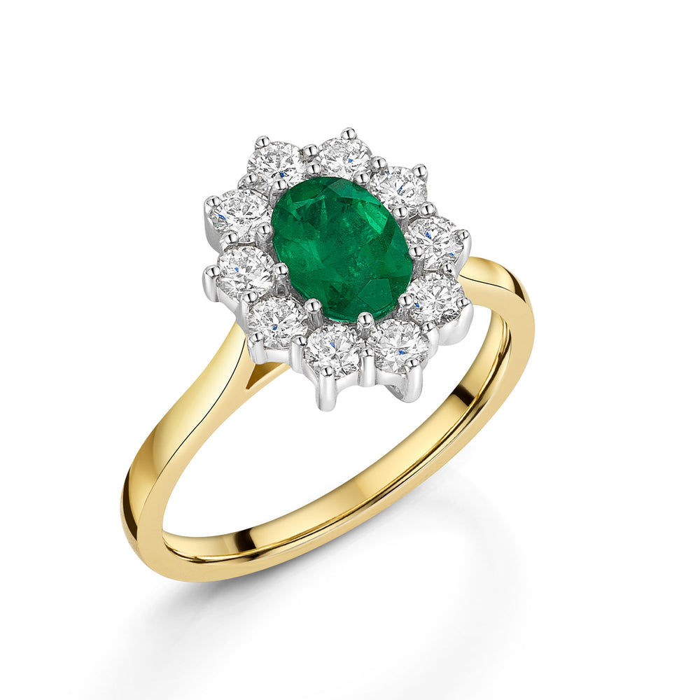 18ct Yellow & White Gold Emerald & Diamond Cluster Ring 1.40ct variant Pursuit