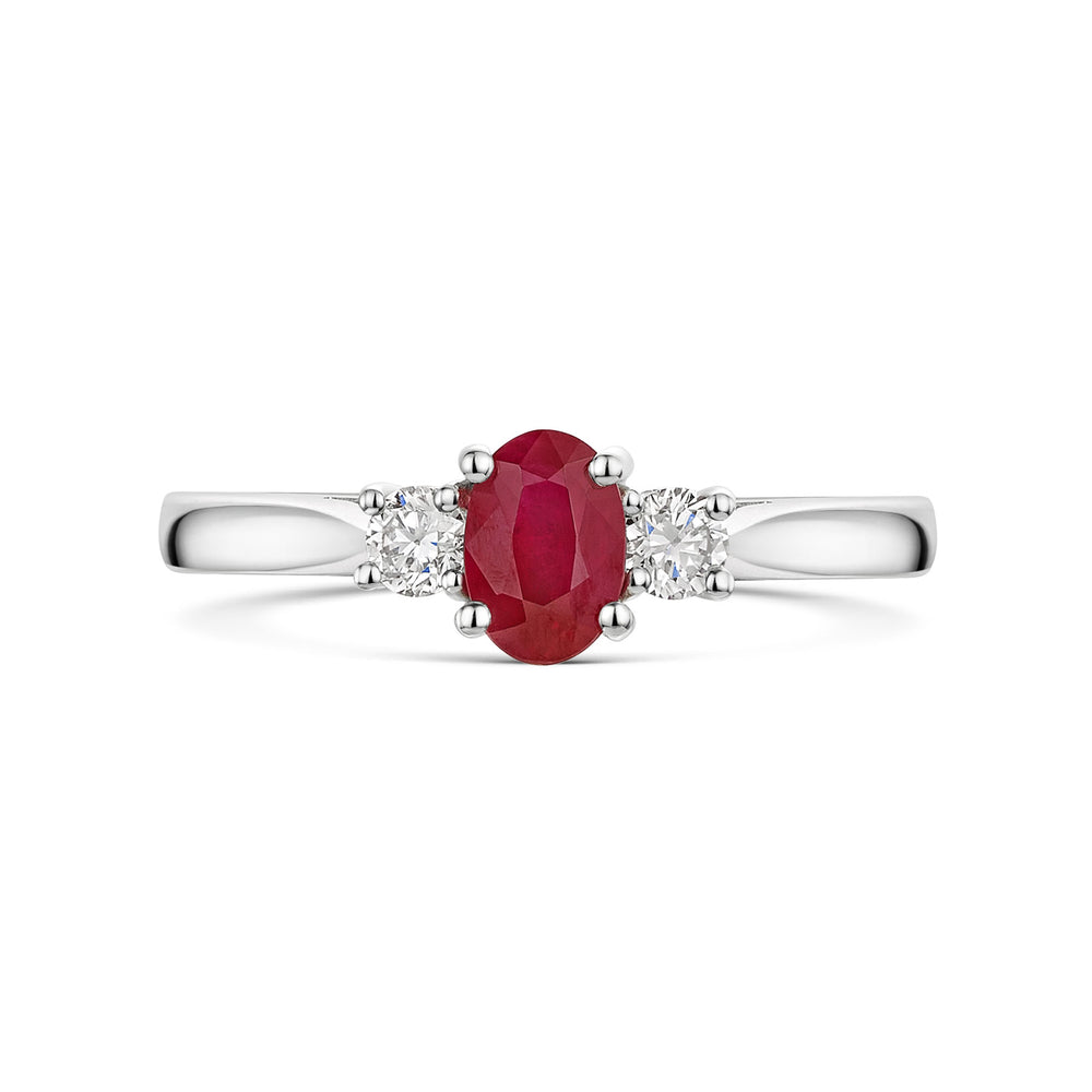 Platinum Ruby & Diamond Trilogy Ring 0.80ct variant Pursuit
