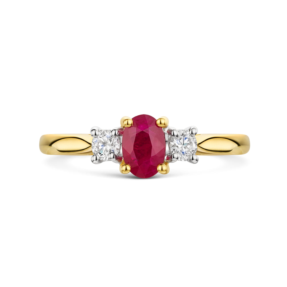 18ct Yellow & White Gold Ruby & Diamond Trilogy Ring 0.70ct variant Pursuit
