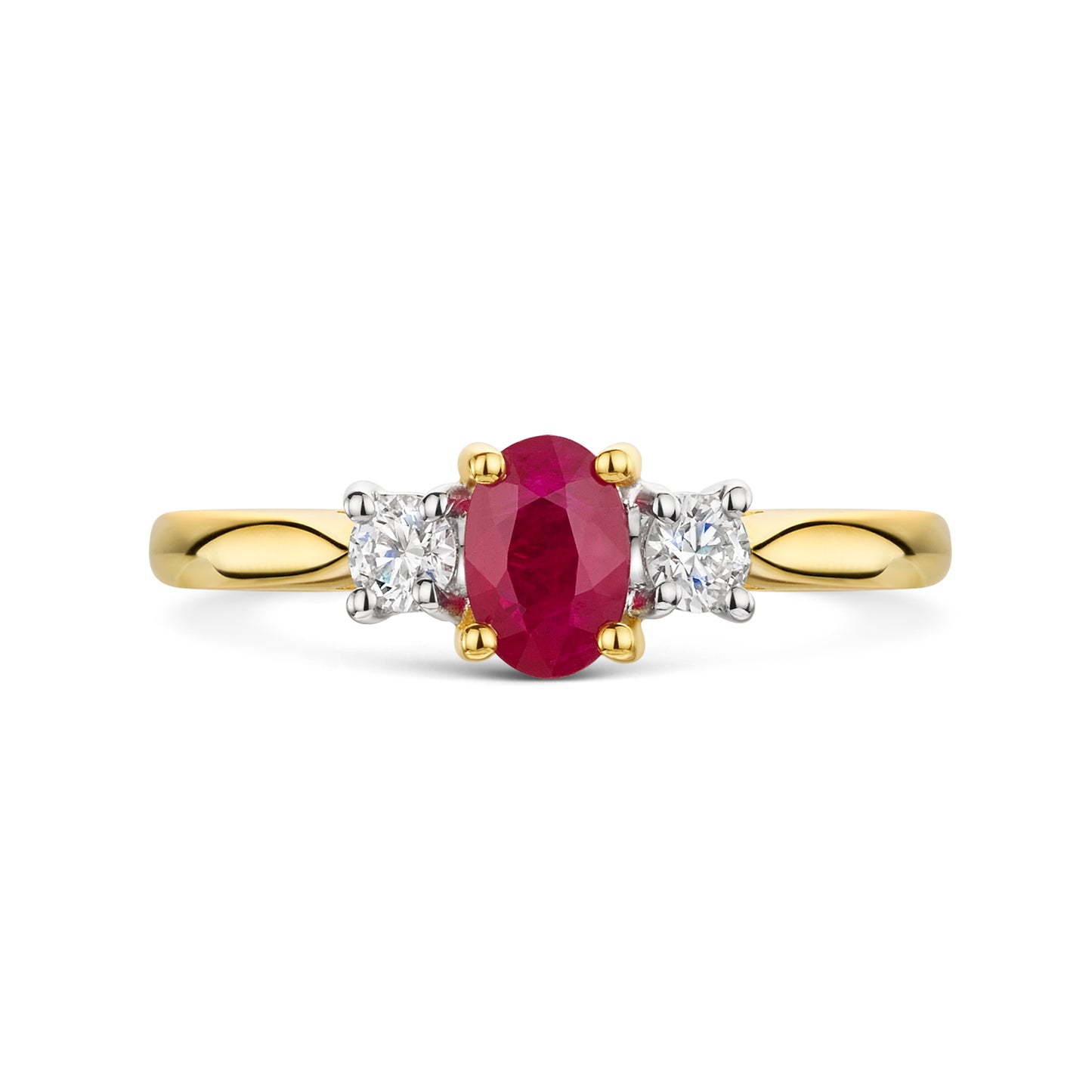18ct Yellow & White Gold Ruby & Diamond Trilogy Ring 0.70ct variant Pursuit