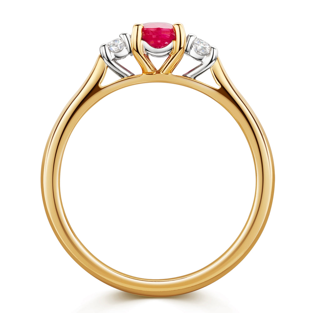 18ct Yellow & White Gold Ruby & Diamond Trilogy Ring 0.70ct variant Pursuit